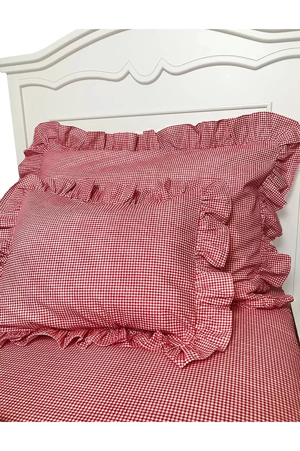 Country Ruffled Sheet Set Red Plaid