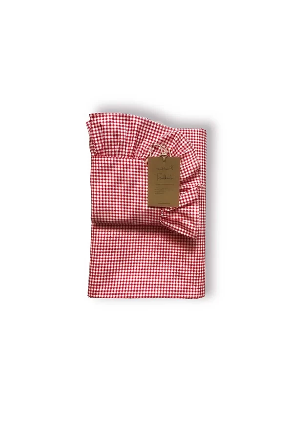 Country Ruffled Sheet Set Red Plaid - Image 2